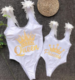 Mommy and Me Bathing Suits Princess Queen Wings Shoulder Backless Swimsuits