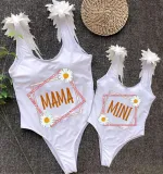 Mommy and Me Bathing Suits Mama Mini Daisy Wings Shoulder Backless Swimsuits