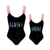 Mommy and Me Bathing Suits Mama Mini Coconut Tree Flower Shoulder Backless Swimsuits