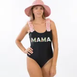 Mommy and Me Bathing Suits Mama Mini Coconut Tree Flower Shoulder Backless Swimsuits