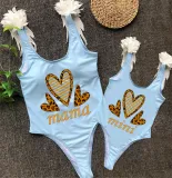 Mommy and Me Bathing Suits Mama Mini Three Heart Wings Shoulder Backless Swimsuits