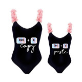 Mommy and Me Bathing Suits Copy Paste Ctrl Flower Shoulder Backless Swimsuits