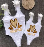Mommy and Me Bathing Suits Mama Mini Three Heart Wings Shoulder Backless Swimsuits