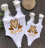 Mommy and Me Bathing Suits Mama Mini Three Heart Wings Shoulder Backless Swimsuits
