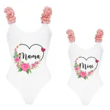 Mommy and Me Bathing Suits Flower Wreath Flower Shoulder Backless Swimsuits