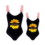 Mommy and Me Bathing Suits Mama Mini Sunflower Flower Shoulder Backless Swimsuits