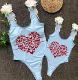 Mommy and Me Bathing Suits One Loved Mama Mini Wings Shoulder Backless Swimsuits