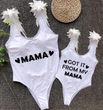 Mommy and Me Bathing Suits Got It From My Mama Wings Shoulder Backless Swimsuits