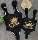 Mommy and Me Bathing Suits Princess Queen Wings Shoulder Backless Swimsuits