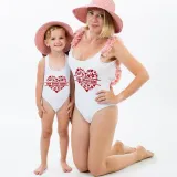 Mommy and Me Bathing Suits One Loved Mama Mini Flower Shoulder Backless Swimsuits