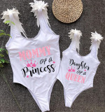 Mommy and Me Bathing Suits Daughter Of The Queen Mommy Of A Princess Wings Shoulder Backless Swimsuits