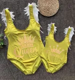Mommy and Me Bathing Suits Princess Queen Wings Shoulder Backless Swimsuits
