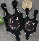 Mommy and Me Bathing Suits I Love My Mama Mini Moon Wings Shoulder Backless Swimsuits