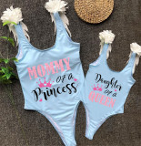 Mommy and Me Bathing Suits Daughter Of The Queen Mommy Of A Princess Wings Shoulder Backless Swimsuits