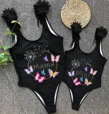 Mommy and Me Bathing Suits Butterfly Dandelion Wings Shoulder Backless Swimsuits