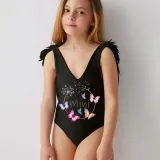 Mommy and Me Bathing Suits Butterfly Dandelion Wings Shoulder Backless Swimsuits