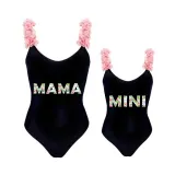 Mommy and Me Bathing Suits Mama Mini Coconut Tree Flower Shoulder Backless Swimsuits
