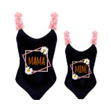 Mommy and Me Bathing Suits Mama Mini Daisy Flower Shoulder Backless Swimsuits