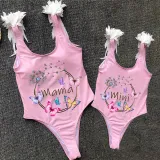 Mommy and Me Bathing Suits Butterfly Dandelion Wings Shoulder Backless Swimsuits