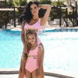 Mommy and Me Bathing Suits Mom Smile Mom’s Girl Wings Shoulder Backless Swimsuits