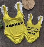 Mommy and Me Bathing Suits Got It From My Mama Wings Shoulder Backless Swimsuits