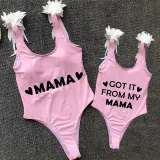 Mommy and Me Bathing Suits Got It From My Mama Wings Shoulder Backless Swimsuits