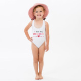 Mommy and Me Bathing Suits I Love My Mama I Love My Mini Flower Shoulder Backless Swimsuits
