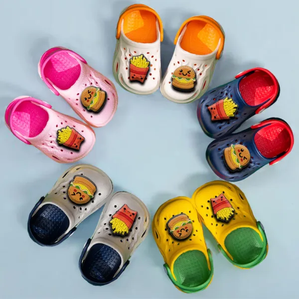 Toddler Kids Summer Slipper Cartoon Hamburger Fries Clog Slipper
