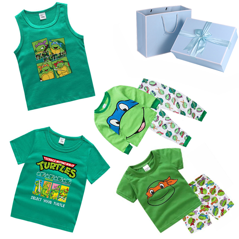 Boy Birthday Cartoon TMNT Sleepwear Tops Toys Gift Set With Gift Box