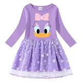 Girls Yarn Skirt Cartoon Duck Head Long And Short Sleeve Dress