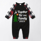 2023 Christmas Matching Family Pajamas Exclusive Family Together Flying Reindeer Black White Plaids Pajamas Set