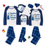 2023 Christmas Matching Family Pajamas Exclusive Family Together Flying Reindeer Blue Plaids Pajamas Set