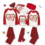 2023 Christmas Matching Family Pajamas Santa Heart Merry Xmas Red Plaids Pajamas Set