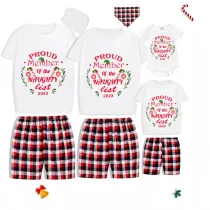 2023 Christmas Matching Family Pajamas Exclusive Design Wreath Crutch Naughty List Short Pajamas Set