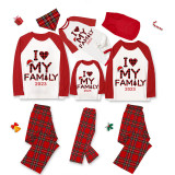 2023 Christmas Matching Family Pajamas I Love My Family Red Pajamas Set