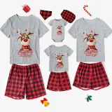 2023 Christmas Matching Family Pajamas Christmas Exclusive Design Deer Head Snowflake Merry Christmas Short Pajamas Set