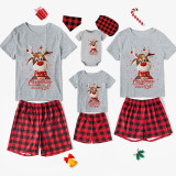 2023 Christmas Matching Family Pajamas Christmas Exclusive Design Deer Head Snowflake Merry Christmas Short Pajamas Set