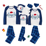 2023 Christmas Matching Family Pajamas Exclusive Design Christmas Couple Reindeer Blue Plaids Pajamas Set
