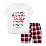 2023 Christmas Matching Family Pajamas Dear Santa They're The Naughty Ones Gray Pajamas Set