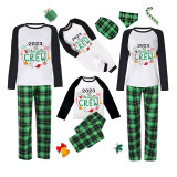 2023 Christmas Matching Family Pajamas Exclusive Design Christmas Crew Wreath Green Plaids Pajamas Set