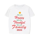 2023 Christmas Matching Family Pajamas We Are Happy Thanksful Family White Short Pajamas Set