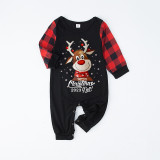 2023 Christmas Matching Family Pajamas Christmas Exclusive Design Deer Head Snowflake Merry Christmas Black Pajamas Set