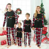 2023 Believe Christmas Matching Family Pajamas Snowman Love Christmas Black Red Plaids Pajamas Set