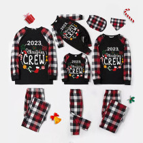 2023 Christmas Matching Family Pajamas Exclusive Design Christmas Crew Wreath Black Red Plaids Pajamas Set