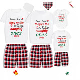 2023 Christmas Matching Family Pajamas Dear Santa They're The Naughty Ones Gray Pajamas Set