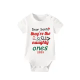 2023 Christmas Matching Family Pajamas Dear Santa They're The Naughty Ones Gray Pajamas Set