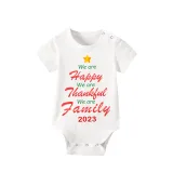 2023 Christmas Matching Family Pajamas We Are Happy Thanksful Family White Short Pajamas Set