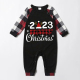 Christmas Matching Family Pajamas 2023 Family Christmas Hat Black Plaids Pajamas Set