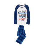 2023 Christmas Matching Family Pajamas Dear Santa They're The Naughty Ones Blue Pajamas Set