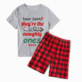 2023 Christmas Matching Family Pajamas Dear Santa They're The Naughty Ones Gray Pajamas Set